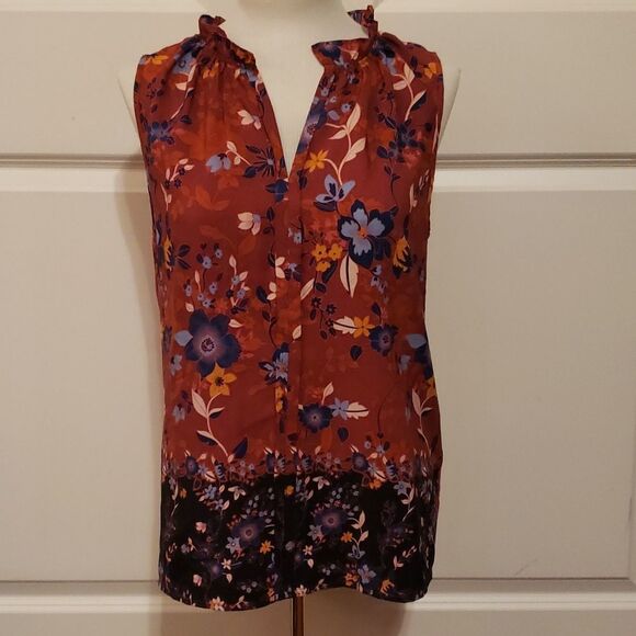 Market & Spruce Womens Orlee Split Neck Blouse Burgundy Size Medium NWOT - Picture 2 of 5